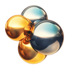 Poster - Metallic spheres in Y2K style with reflective surfaces create futuristic design