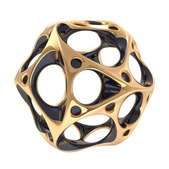 Poster - 3D metallic geometric shape with intricate cutouts and reflective surface