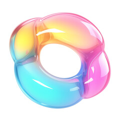 Poster - Colorful 3D metallic Y2K shape with pastel neon colors, flat view