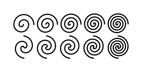 Poster - Spiral Circle Linear Icons. Vector Swirl Logo Shape. Hypnotic Psychedelic Simple Symbol. Abstract Black Whirlpool