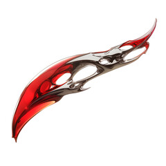 Poster - Metallic crimson and chrome abstract flame design with dynamic curves