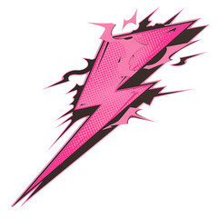 Poster - jagged metallic pink and black lightning bolt with dynamic energy