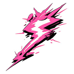 Poster - jagged metallic pink and black lightning bolt with dynamic energy