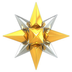Aufkleber - metallic yellow and chrome starburst with sharp edges isolated on transparency background