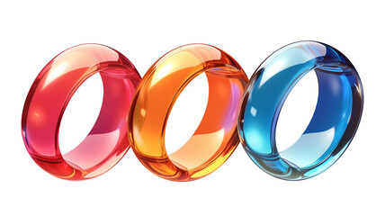 Poster - Three colorful, transparent rings in red, orange, and blue with glossy finish