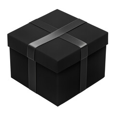 Poster - sleek black gift box with velvet finish and ribbon isolated on white