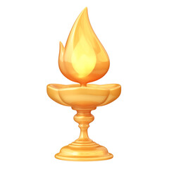 Poster - Golden altar with glowing flame, isolated on transparency background