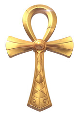 Poster - 3D cartoon Ankh icon with flat view, isolated on transparency background