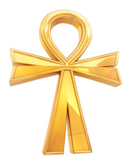 Aufkleber - Golden 3D Ankh icon with flat view, isolated on transparency background