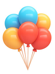 Aufkleber - Colorful 3D cartoon balloons in blue, red, and yellow, isolated on white
