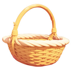Poster - 3D cartoon basket icon with flat view, isolated on transparency background