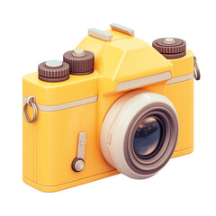 Poster - Vintage yellow camera icon with flat design, isolated on transparency background