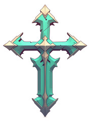 Poster - Intricate 3D cartoon cross icon with flat view, isolated on white