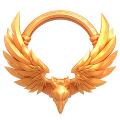 Poster - Golden winged emblem with intricate details and central animal motif, symbolizing power and divinity