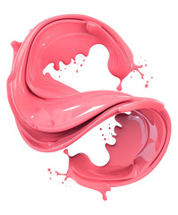 Poster - Fluid holographic curve in pink and silver with dynamic splash effect