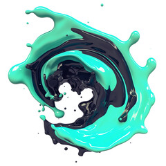 Poster - Fluid holographic swirl in blue and green with dynamic motion