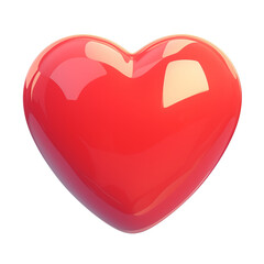 Poster - shiny red 3D heart icon with glossy finish isolated on transparency background