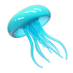 Poster - vibrant 3D cartoon jellyfish icon with flat view, isolated on white