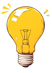 Aufkleber - bright yellow cartoon light bulb icon with shiny surface and glowing effect