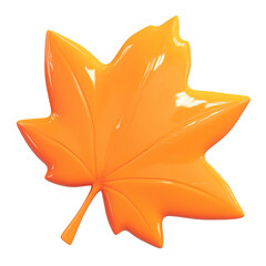 Poster - vibrant 3D cartoon leaf icon in flat view, isolated on transparency background