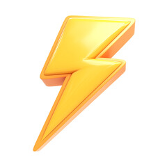 Poster - 3D cartoon lightning bolt icon with shiny, flat design on transparency background