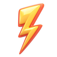 Poster - 3D cartoon lightning bolt icon with flat view and vibrant colors