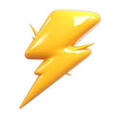 Poster - shiny yellow 3D lightning bolt icon on transparency background