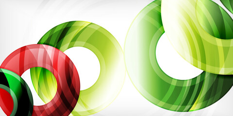 Poster - Bright colorful circles with light effects. Abstract background