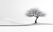 © k_viktar - Minimalist tree silhouette, abstract landscape, geometric design, monochrome tones, intricate branches, smooth hills, serene atmosphere