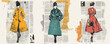 © GRACE - Fashion newspaper clippings set. Avant-garde fashion pieces collage newspapers clipping retro glossy magazine, style pop punk vintage paper style social media collages vector illustration