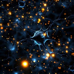 Poster - Abstract representation of neural connections in vibrant cosmic style