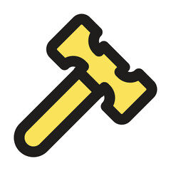 The image shows a pixel art icon of a golden hammer against a dark gray background.