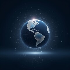 Poster - A Professional Poster Featuring a Glowing Globe at the Center, Showcasing Global Connectivity for Business Meetings and Marketing Strategies