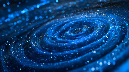 Wall Mural - A mesmerizing display of swirling blue particles creates a cosmic vortex in deep space. Vortex. Illustration