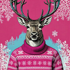 Wall Mural - abstract illustration of Christmas deer	