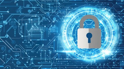 Poster - Digital Security Concept with Lock and Circuit Background Design