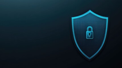 Poster - Digital Shield Icon with Lock in a Modern Cybersecurity Concept
