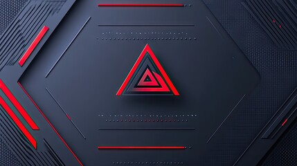 Poster - Geometric Abstract Design with Red Triangle and Dark Background