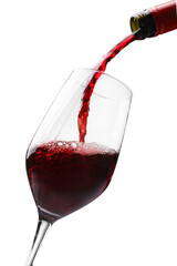 Canvas Print - Pouring red wine into glass isolated on white