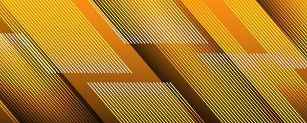 Poster - 3D orange abstract background overlap layer on bright space with diagonal lines effect decoration. Modern graphic design element stripes style concept for web banner, flyer, card, or brochure cover