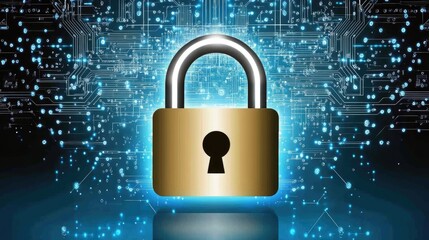 Poster - Digital Security Concept with Padlock and Technology Background