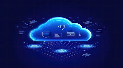 Poster - Digital Cloud Computing Concept with Secure Data Storage Visuals