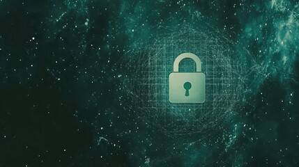 Poster - Secure Data Protection Concept in Digital Space with Lock Symbol