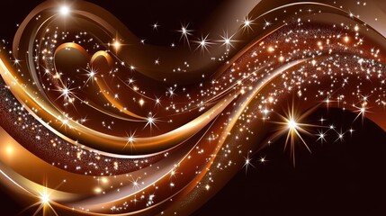 Poster - Sparkling Golden Waves with Shimmering Light on Dark Background