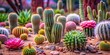 © udomsak - Desert with pink succulents and cacti in the foreground, pink succulents, pink cacti