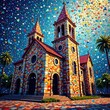 © AiGallery - Glass mosaic shattered into a thousand pieces, tile, fragments, church