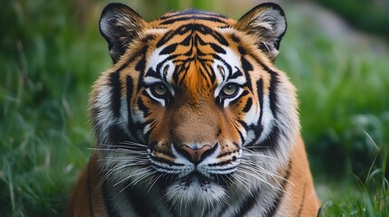 Wall Mural - majestic siberian tiger portrait. wildlife, nature, predator