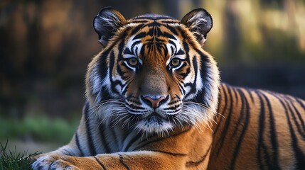 Wall Mural - majestic tiger portrait. powerful and wild animal.