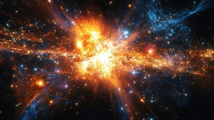 Wall Mural - Cosmic Inferno A Spectacular Supernova Explosion in the Vast Expanse of Space