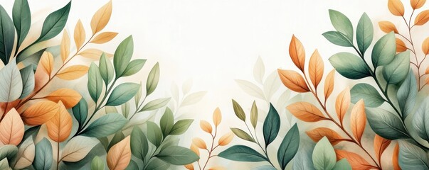 Wall Mural - Explore delicate vintage-inspired botanical prints with a nostalgic and dreamy feel This image showcases soft green and orange tones, reminiscent of antique illustrations Perfect for adding a touch